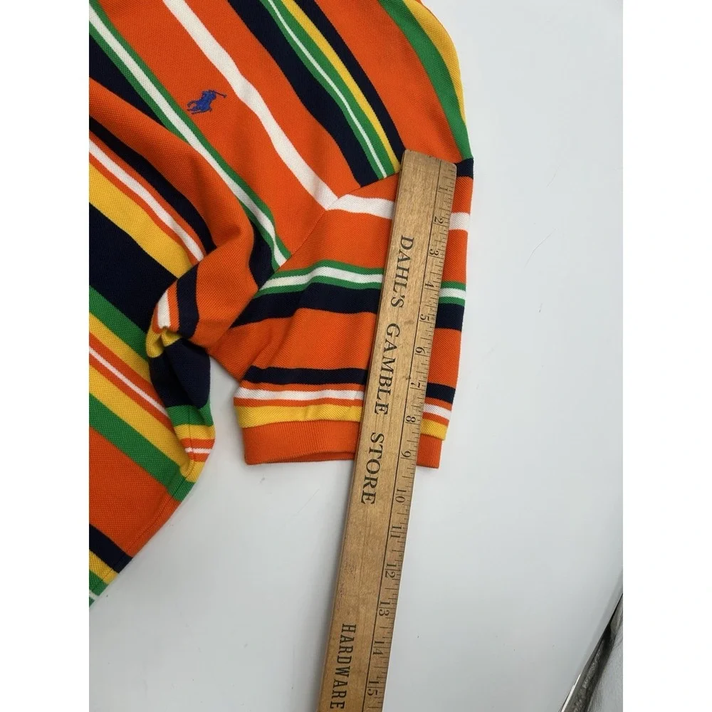 Vintage Polo Ralph Lauren Mens Polo Shirt Bright Multicolor Striped Size L H